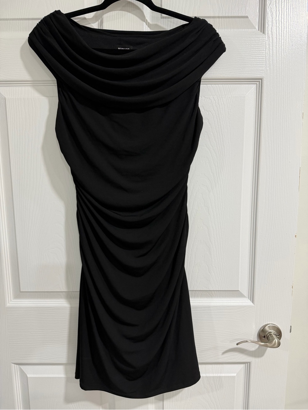 Spense Black One-Shoulder Draped Cocktail Dress